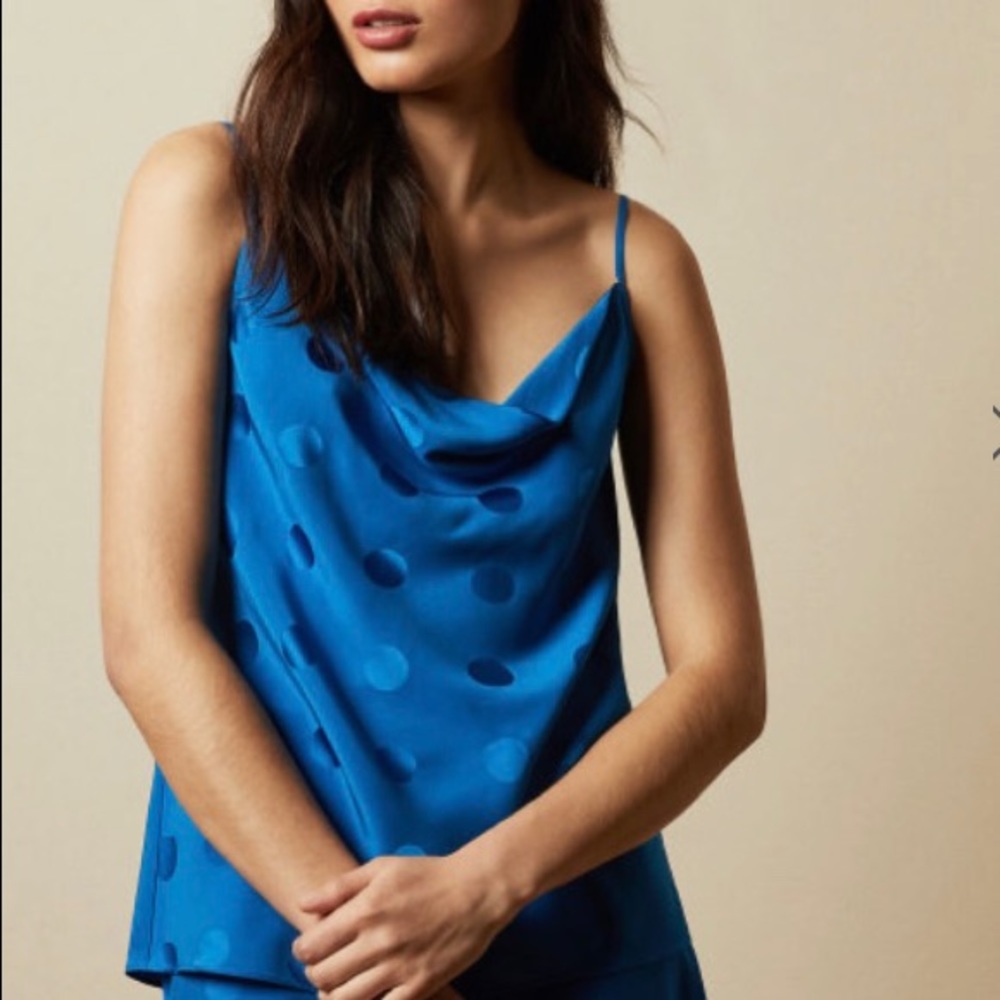 NWT Ted Baker Cowl Neck Polka Dot Top